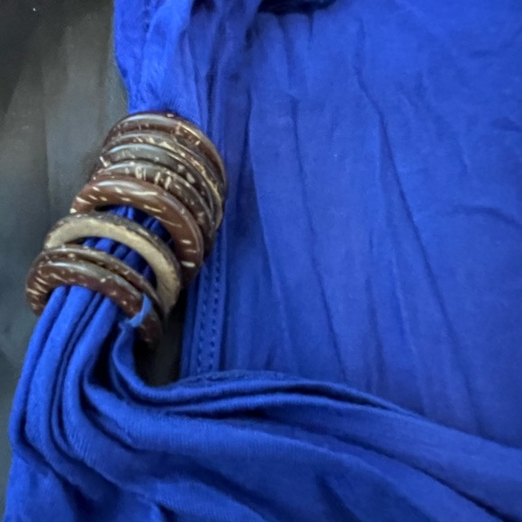 Haani Royal Blue Tank Top with Faux Wooden Accent m - Picture 6 of 8